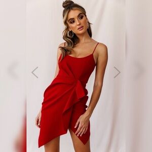Selfie Leslie Asymmetrical Red Mini Dress